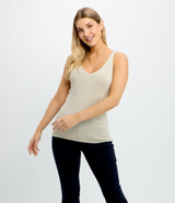 FRANK LYMAN CRYSTAL STUDDED KNIT TOP / CHAMPAGNE BEIGE