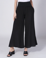 M Made in Italy Wide Leg Linen Pant / Black