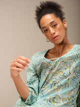 Nile Mixed Print Cotton Blouse / Sea