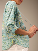 Nile Mixed Print Cotton Blouse / Sea