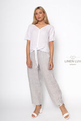 Linen Luv Tie  Blouse/ White