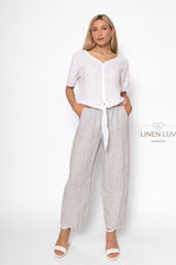 Linen Luv Tie  Blouse/ White