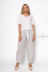 Linen Luv Tie  Blouse/ White