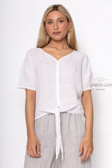 Linen Luv Tie  Blouse/ White