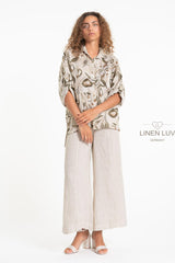 Linen Luv Botanical Print Shirt / Sabbia