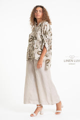 Linen Luv Botanical Print Shirt / Sabbia