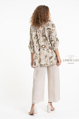 Linen Luv Botanical Print Shirt / Sabbia