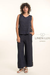 Linen Luv Top / Navy