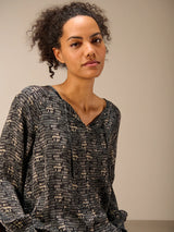 Nile Blouse / Espresso Print