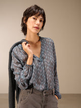 Nile Print Blouse / Ice