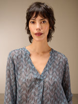 Nile Print Blouse / Ice