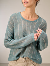 Nile Mohair & Wool Blend Wispy Knit Sweater / Sea