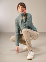 Nile Mohair & Wool Blend Wispy Knit Sweater / Sea
