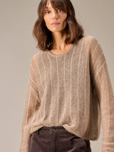 Nile Mohair & Wool Blend Wispy Knit Sweater / Taupe