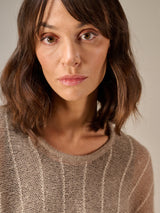 Nile Mohair & Wool Blend Wispy Knit Sweater / Taupe