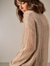 Nile Mohair & Wool Blend Wispy Knit Sweater / Taupe
