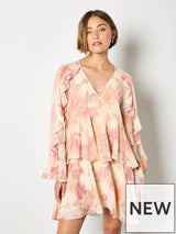 Apricot Ruffle Dress / Floral