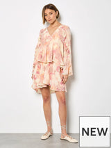 Apricot Ruffle Dress / Floral