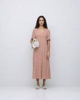 Yerse Floral Crepe Dress / Terracotta