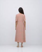 Yerse Floral Crepe Dress / Terracotta