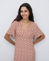 Yerse Floral Crepe Dress / Terracotta