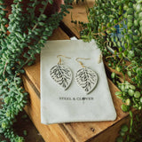 Boucles d'oreilles feuille de peuplier tremble en bois / Marron