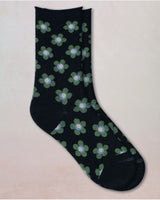 Bleuforêt Fine Wool Floral Socks / Black