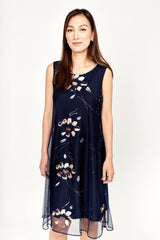 Frank Lyman Brushstroke Dress / Navy