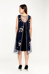 Frank Lyman Brushstroke Dress / Navy