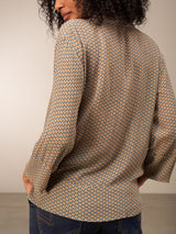 Nile Blouse/ Petrol Mini Print