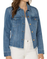 Liverpool Classic Jean Jacket with Fray Hem / Birch Bay