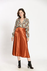 Satin A-line Skirt / 3 Colours