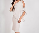 Frank Lyman Chiffon Overlay Dress / Ivory