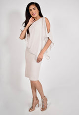 Frank Lyman Chiffon Overlay Dress / Ivory