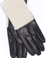 Echo Faux Sherpa & Leather Gloves / Black & Natural