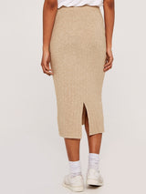 Apricot Knit Midi Skirt