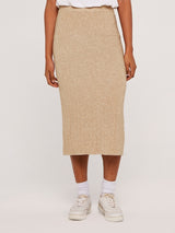 Apricot Knit Midi Skirt