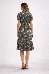 Apricot Shirtdress / Pressed Daisy Floral