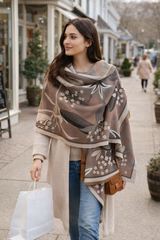 Winding River Garden Reversible Wrap / Gray & Black