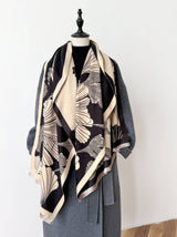Winding River Ginkgo Reversible Wrap / Black & Cream