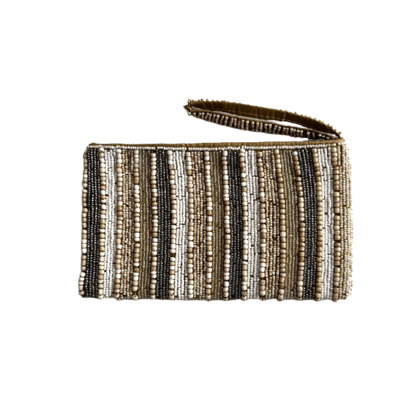 Striped Beaded Clutch