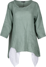 Layered Linen Tunic / Green Tea