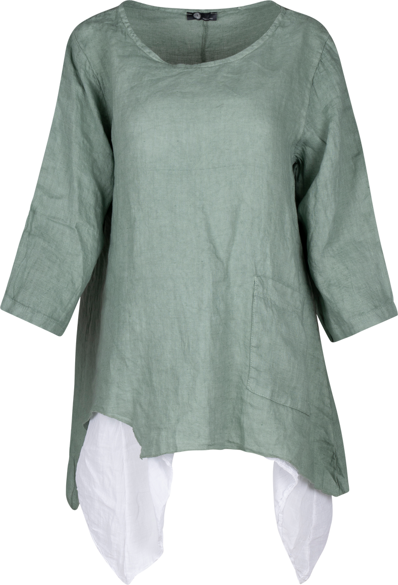 Layered Linen Tunic / Green Tea