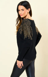AngelEye Embellished Batwing Sweater / Black