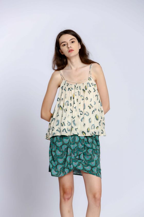 Sage Pleated Swing Top