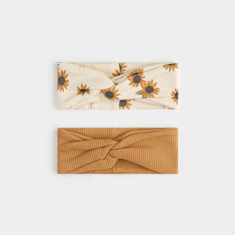 Petit Lem FIRSTS Headband Set /Tan & Sunflower Print