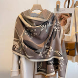 Winding River Garden Reversible Wrap / Gray & Black