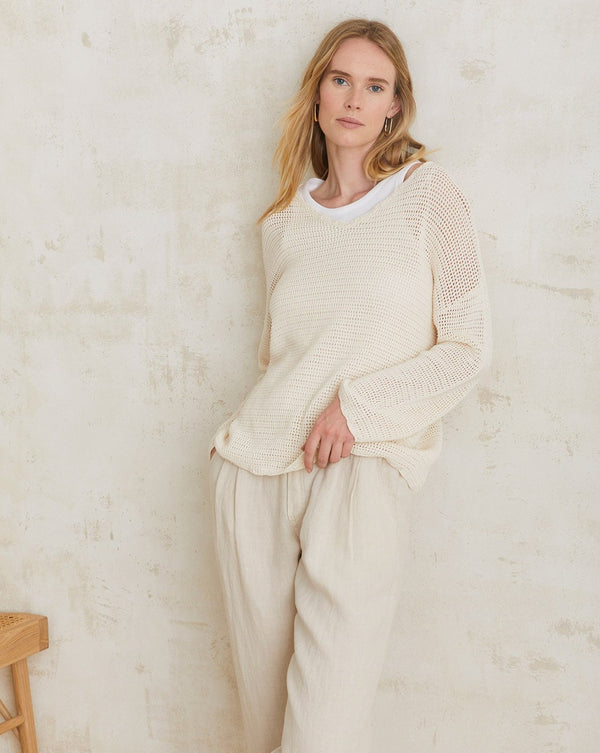Yerse Pointelle Sweater / Natural