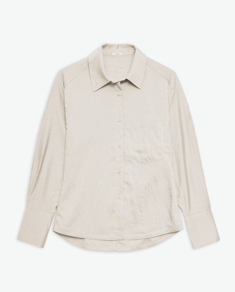 Yerse Shirt / Ecru Pinstripe