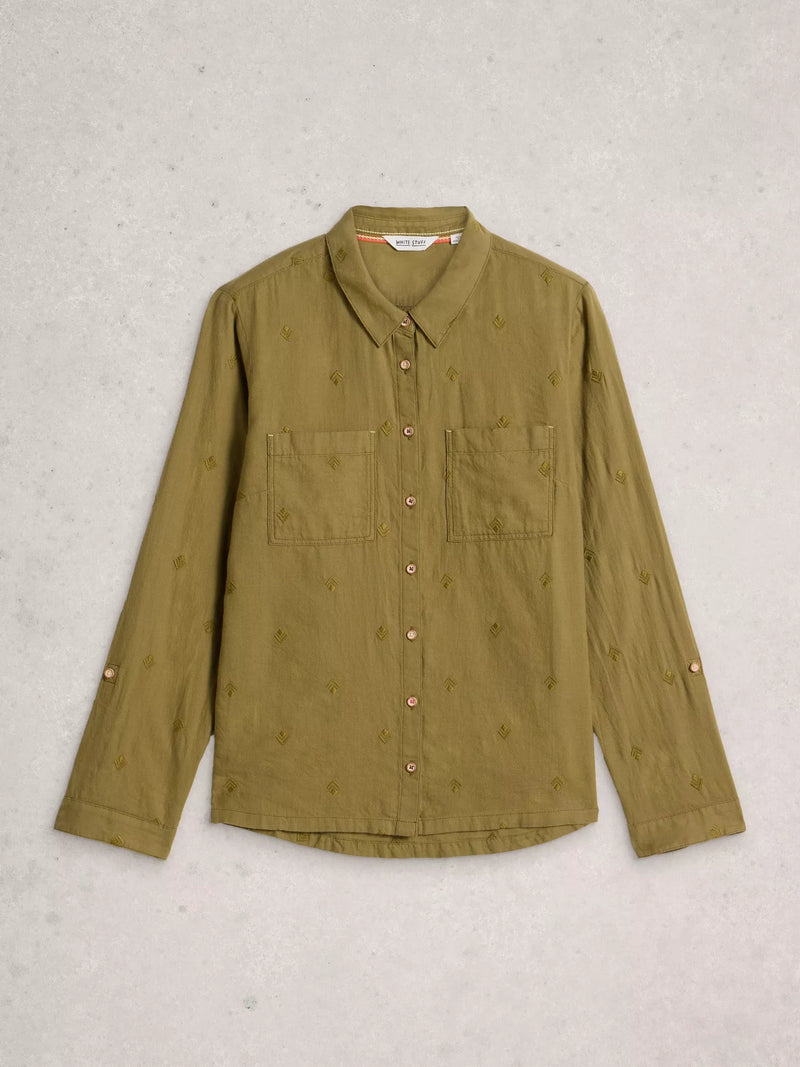 Whitestuff Sofie Shirt / Khaki Green